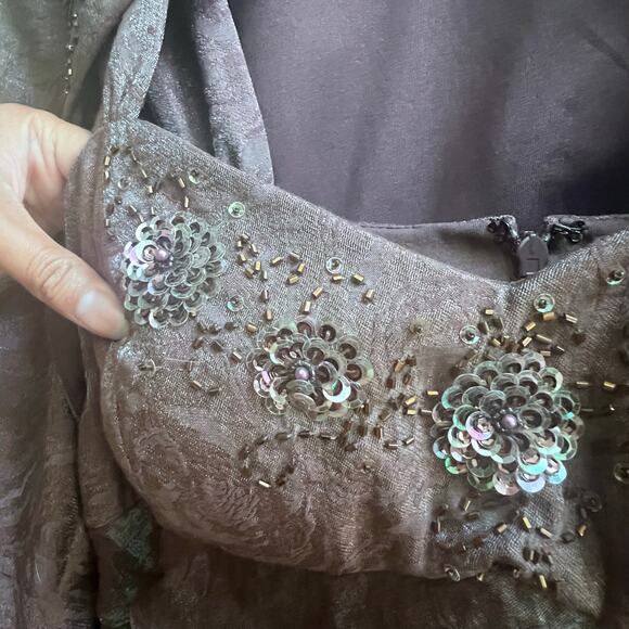 Vintage IGNITE EVENINGS Two Piece Tiered Midi Dress with Jacket Size 6 Beaded - Picture 8 of 9